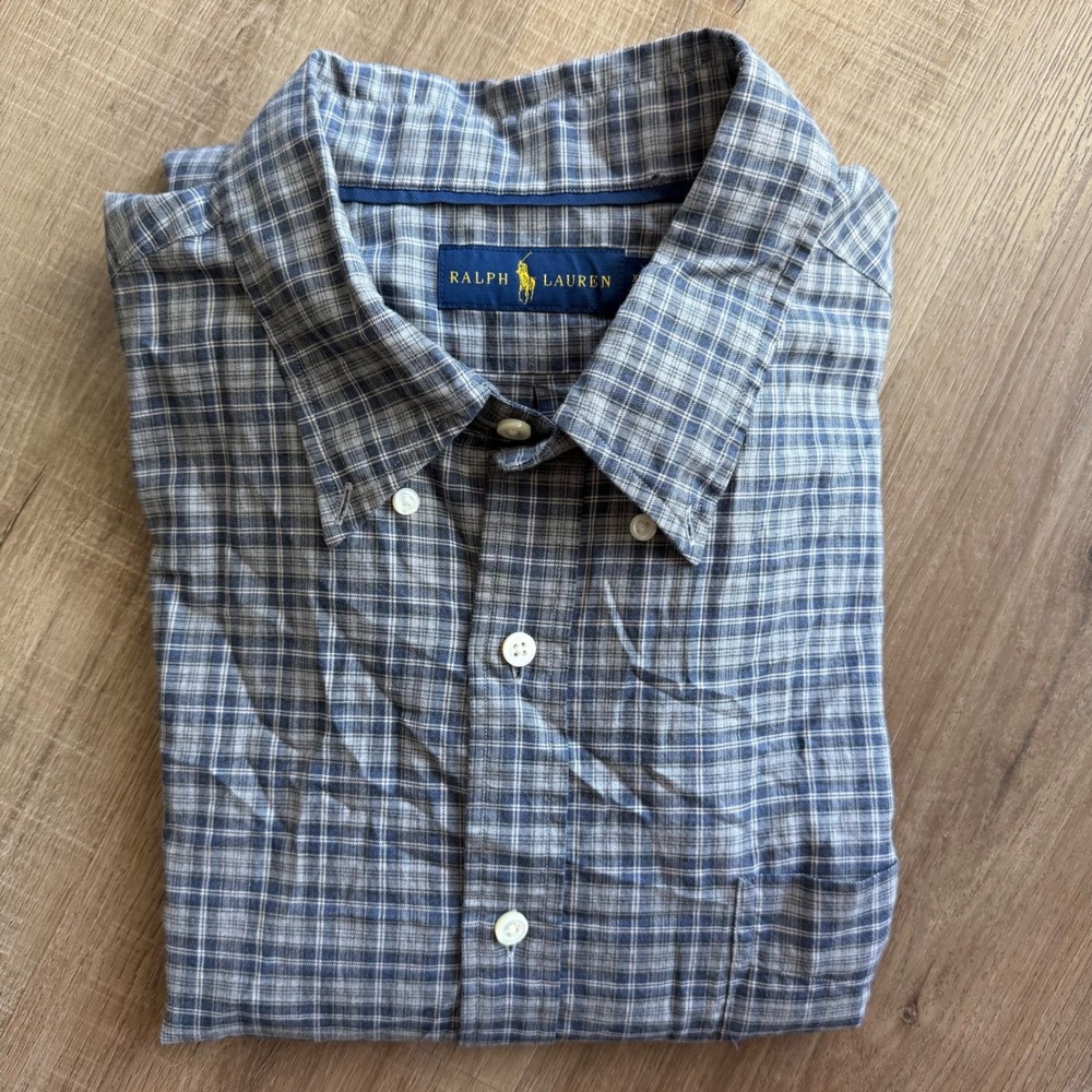 Ralph Lauren Mens XXL Plaid Button Down Shirt Blue Grey Long Sleeve 710671906001 - Picture 9 of 9